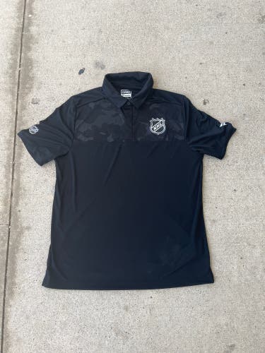 New NHL Black Golf Shirt Patterned Top M,LG Or XL