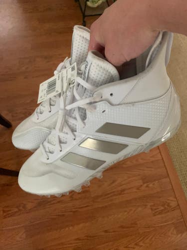 White Adult New Men's Size 9.5 (Women's 10.5) Molded Cleats Adidas High Top Adizero