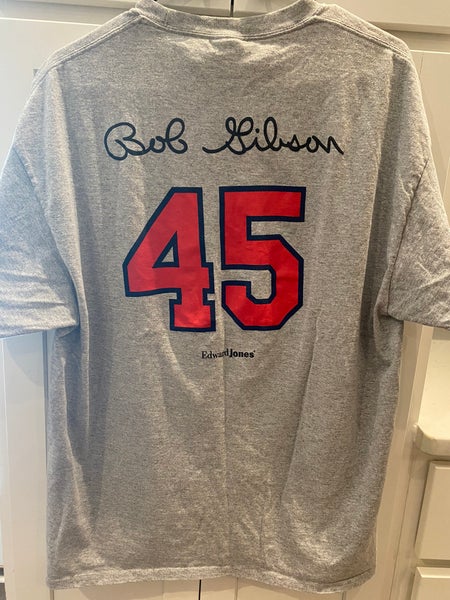 BOB GIBSON ST. LOUIS CARDINALS LIMITED SIGNATURED PRINT T SHIRT MLB (XL)