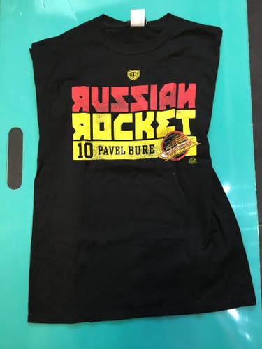New Black Pavel Bure Canucks T-Shirt Russian Rocket
