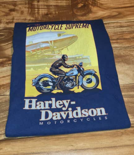Vintage 2005 Harley Davidson Motorcycle The Supreme Motorcycle Navy T Shirt L