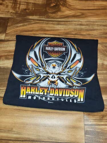 Vintage 2005 Harley Davidson Motorcycles Skull Eagle Double Sided T Shirt Sz L