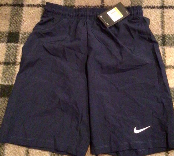 Nike NEW Men’s navy blue Dri Fit soccer Small training shorts 9 1/2 inseam long