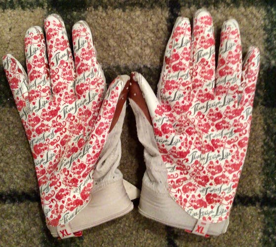 Adidas XL large Adizero red flowers roses football gloves