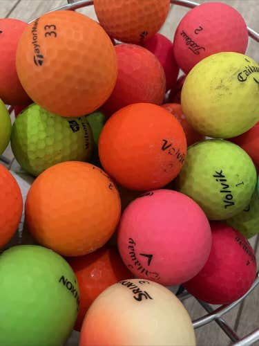 4 Dozen (48) AA Assorted Color Matte Mix Shag Used Golf Balls