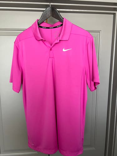 Men’s Like new Large Fucsia Pink Nike Dri-Fit Golf Polo
