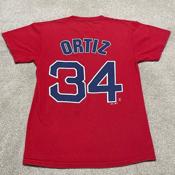 Majestic Boston Red Sox David Ortiz 34 MLB Red Short Sleeve T-Shirt Men's  XL