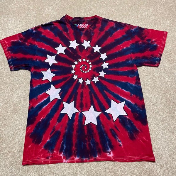 Stars Tie Dye T Shirt Men XL Adult Liquid Blue USA Rave Patterned