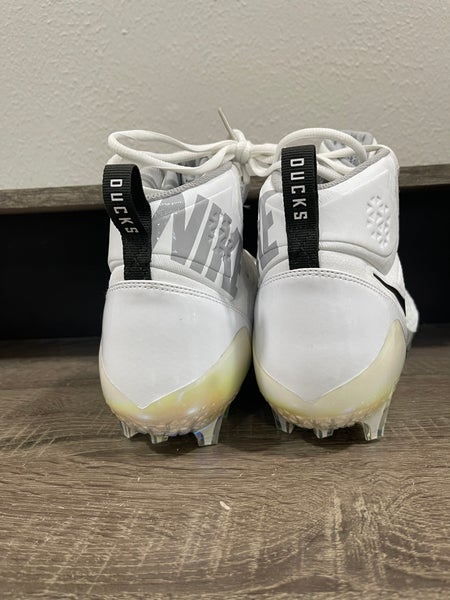 Men’s Size 15 Nike Force Savage Pro Mid Football Cleats White PE Oregon  Ducks |