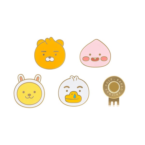 NEW Kakao Golf Friends Basic Face LITTLE FRIENDS Ball Marker Magnetic Hat Clip