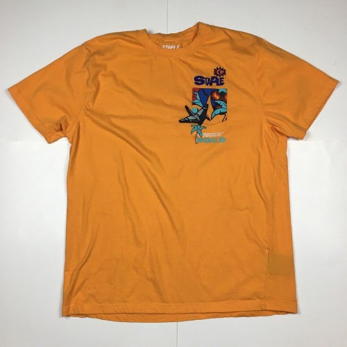 Staple World Tour Orange Pocket T-Shirt Origami Pigeon Logo Men's XL