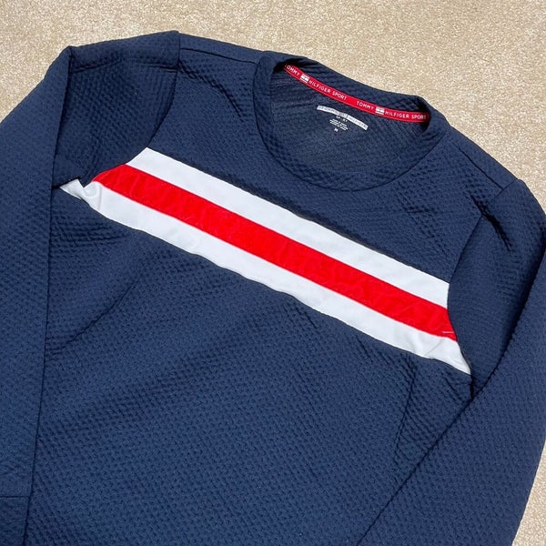 Tommy Hilfiger Sweater Blue Active Small Men | Adult Mesh Crewneck SidelineSwap Pullover USA
