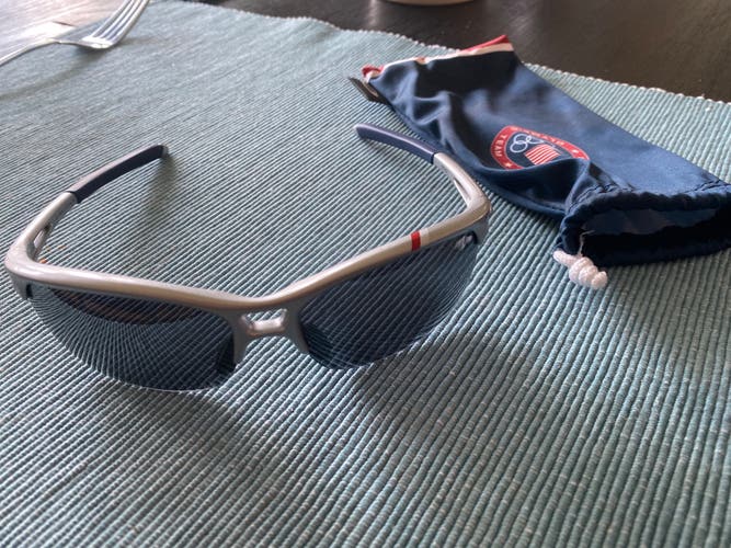 Oakley RPM Men's Sunglasses Silver Team USA Frames Black Iridium Lens 009205-17