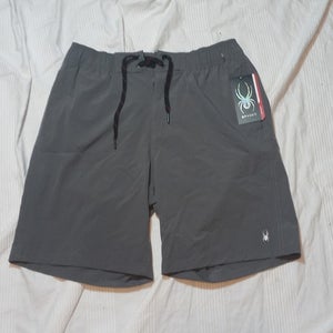 NWT SPYDER SWIM TRUNKS MENS L 8" SWIM SHORTS GRAY
