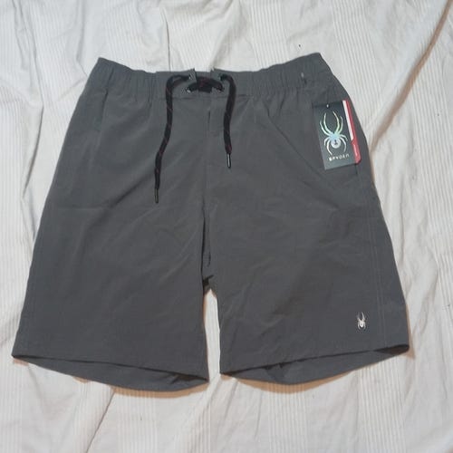 NWT SPYDER SWIM TRUNKS MENS L 8" SWIM SHORTS GRAY