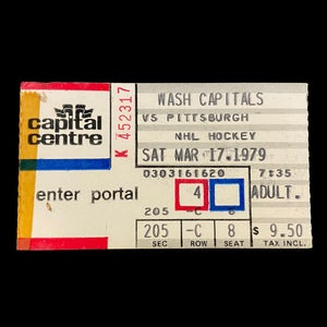 NHL March 17, 1979 Pittsburgh Penguins @ Washington Capitals Vintage Used Ticket Stub