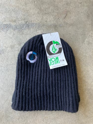 Black New One Size Fits All Volcom Beanie With Visor/Bill
