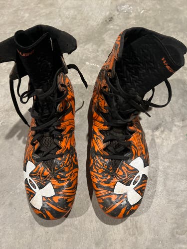 Under Armour Highlight MC Cleats Orange & Black High Top Football Men's Size 11
