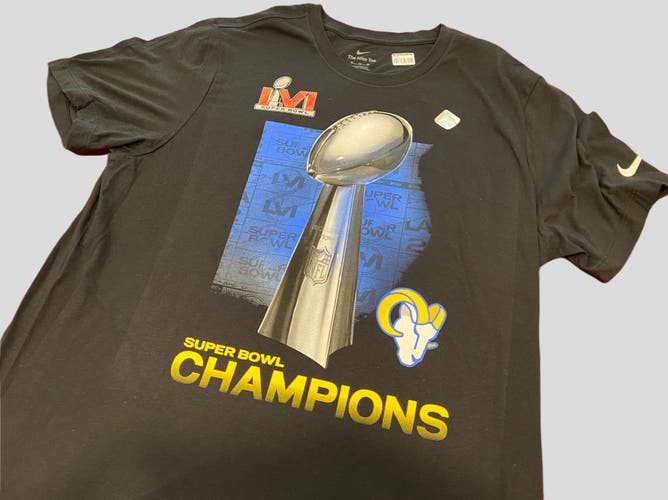 NFL Los Angeles Rams Super Bowl LVI Champions Black Nike T-Shirt * Size Large * NEW