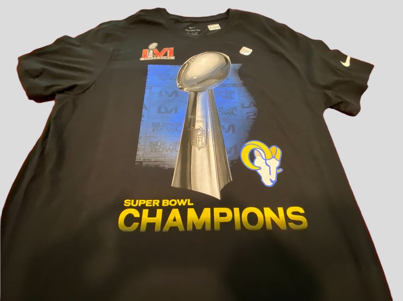 NFL Los Angeles Rams Super Bowl LVI Champions Black Nike T-Shirt * Size  Large * NEW