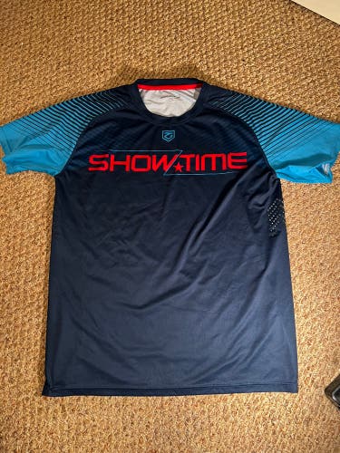 Maverick Showtime Issued Lacrosse Shooting Shirt Blue Used Large  Shirt