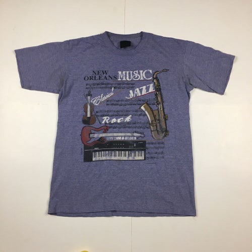 Vintage 1988 New Orleans Classical Jazz Music Graphic T-Shirt Single Stitch Sz M