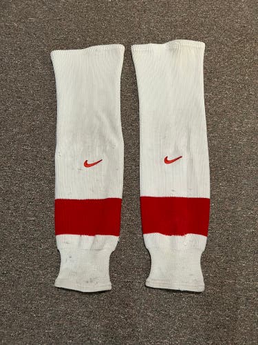 Nike Hockey BU Game Socks - Adult Size - White/Red