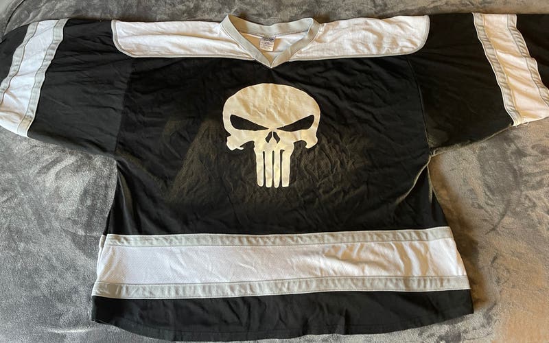 Black Used Goalie Cut Jersey Punisher Logo