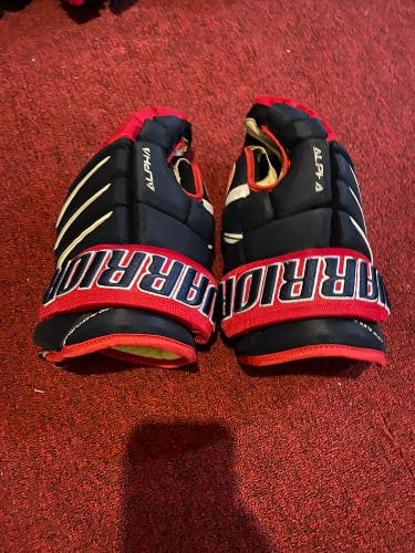 14” Warrior Alpha Pro Sr Hockey Gloves Navy Red