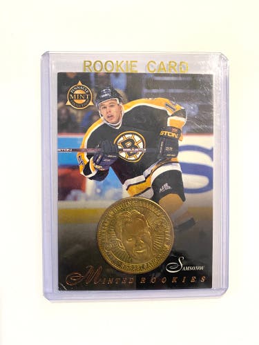SERGEI SAMSONOV BOSTON BRUINS NHL PINNACLE MINT COIN ROOKIE CARD