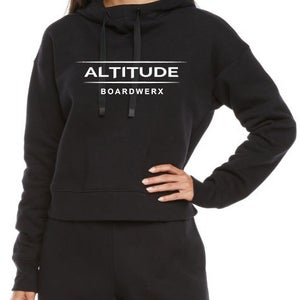 ​WOMEN’S “ALTITUDE BOARDWERX” CROP TOP SWEATSHIRT HOODIE (BLACK) MEDIUM 8-10