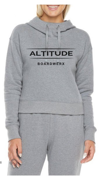 WOMEN’S “ALTITUDE BOARDWERX” CROP TOP SWEATSHIRT HOODIE (GREY) MEDIUM (8-10)