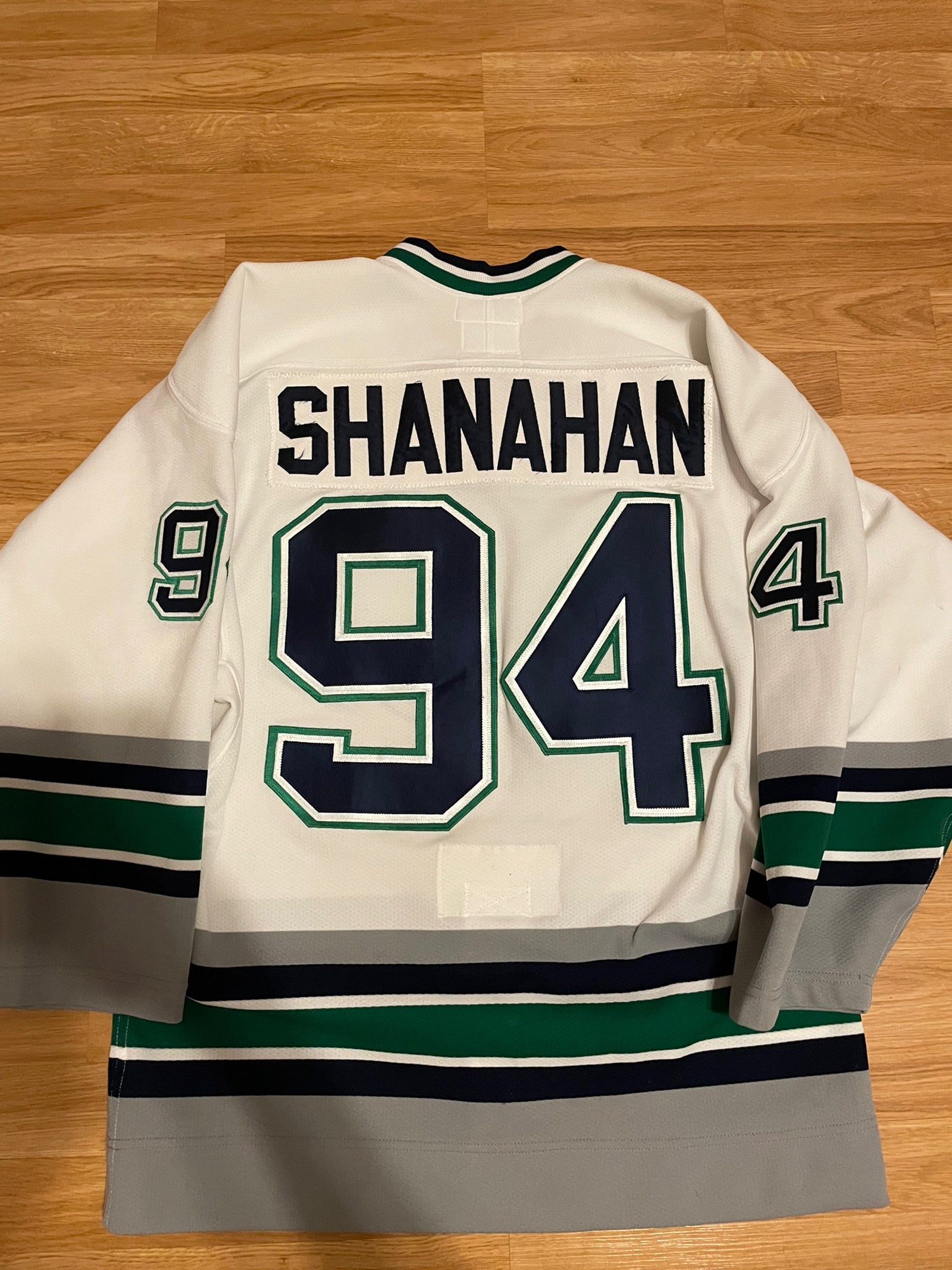 VTG NHL HARTFORD WHALERS #94 SHANAHAN BIG BLOCK CCM AUTHENTIC JERSEY SIZE  48
