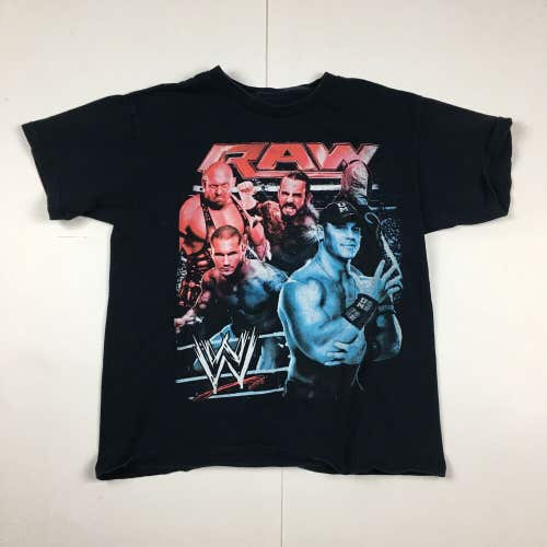 WWE RAW Superstars Wrestling Graphic T-Shirt Black Rey Mysterio Cena Orton Sz S