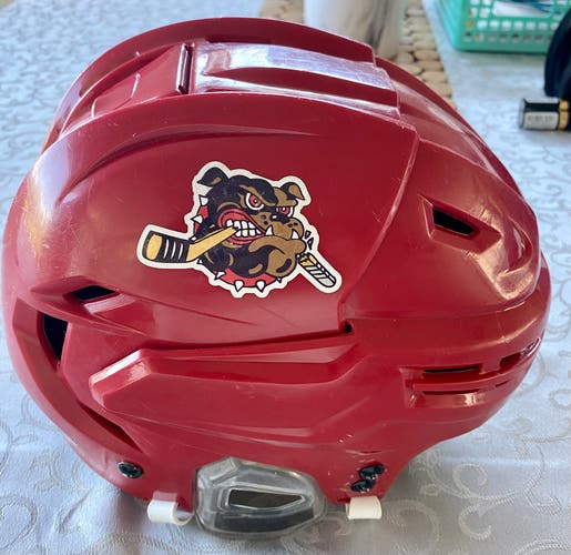Game Used BCHL Alberni Valley Bulldogs Bauer Re Act Helmet
