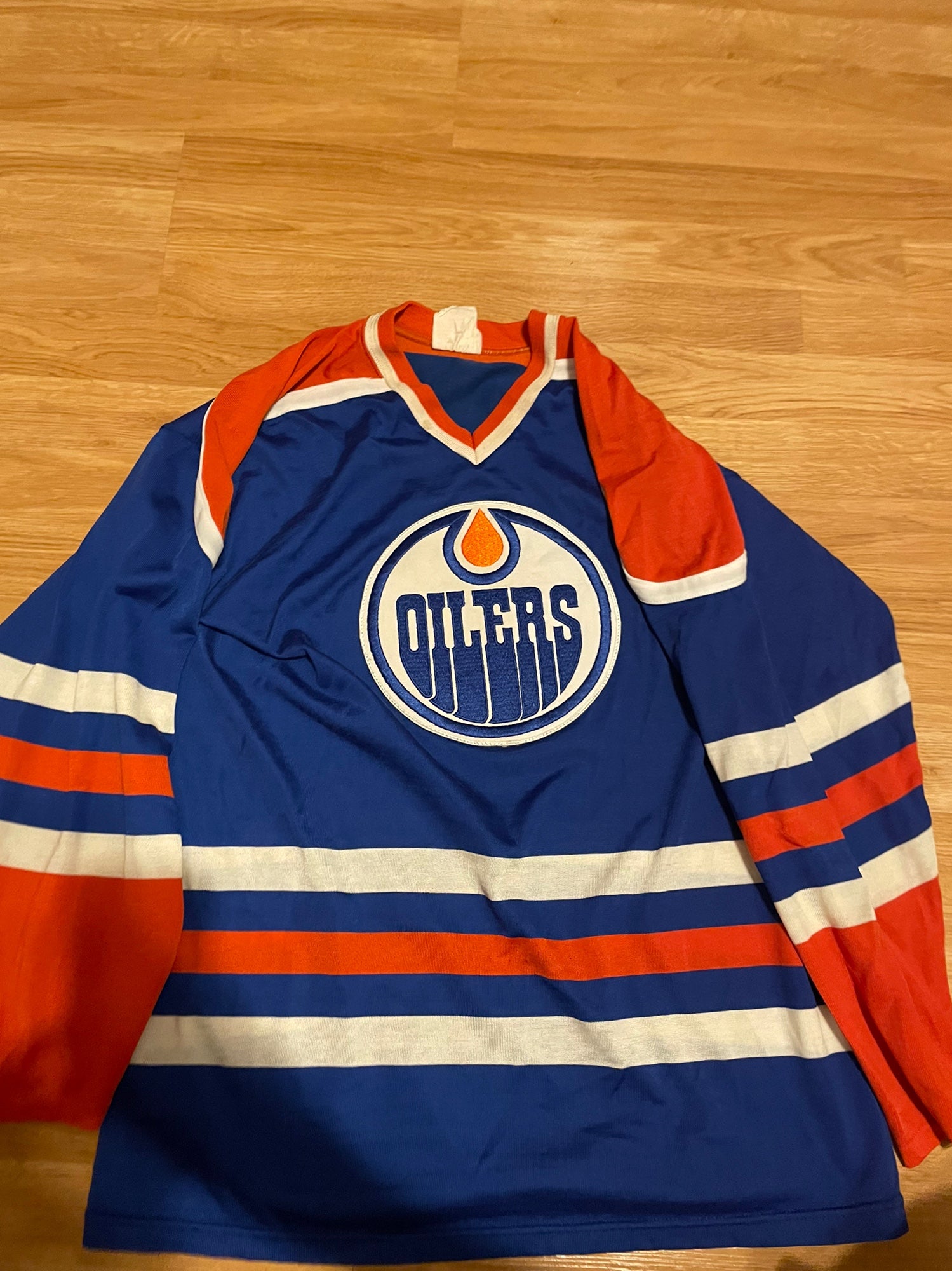 Vintage Edmonton Oilers 80’s NHL Sandow SK Sport Knit Hockey Jersey