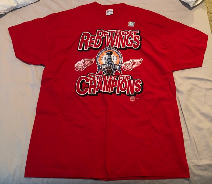 Detroit Red Wings NHL Official Stanley Cup Champions 2002 red t-shirt size XXL