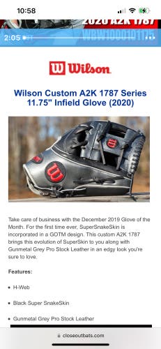 Infield 11.75" A2K Baseball Glove