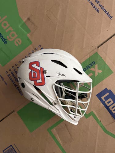 Used Retro Edition Syracuse Mens Lacrosse Team Issued  STX Rival Helmet