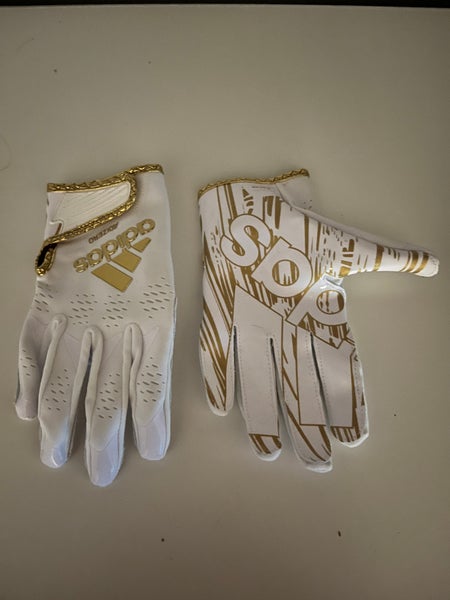 White And Black Gold Adult Large Adidas Adizero Gloves