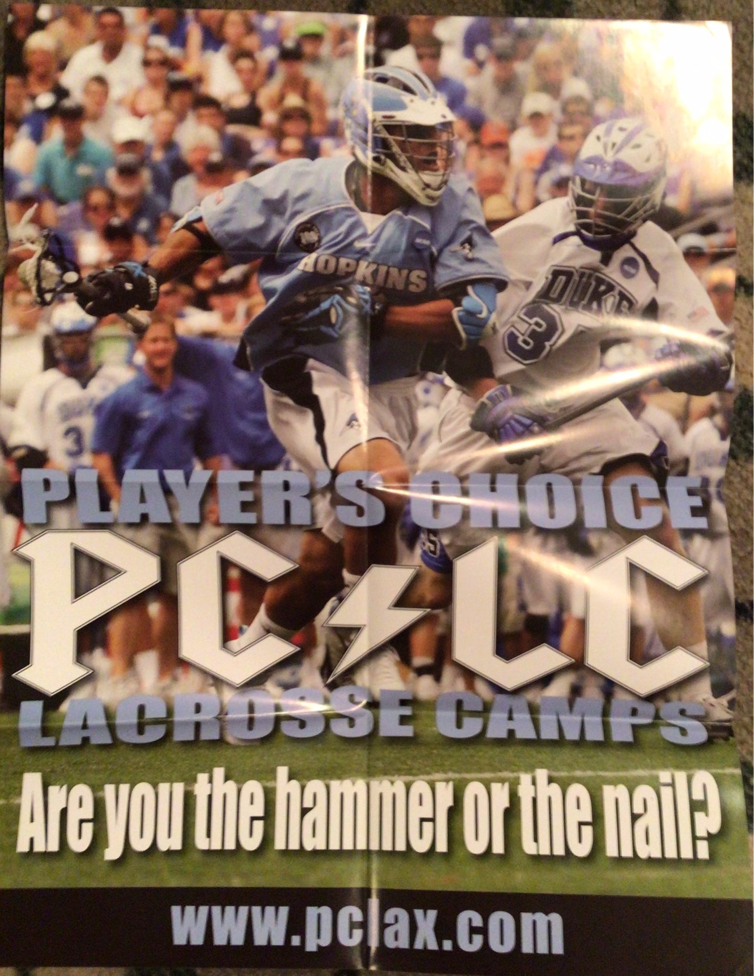Vintage Paul Rabil Johns Hopkins lacrosse poster PCLC camp advertisement