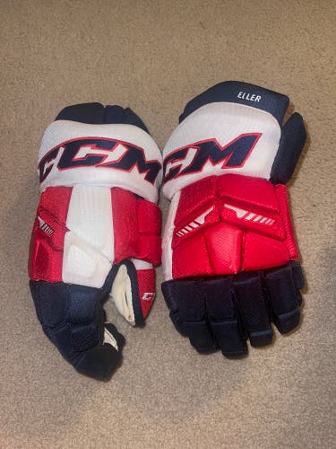 Washington Capitals Lars Eller Game Worn used CCM Tacks Hockey Gloves NHL
