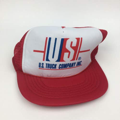 Vintage 90s U.S. Truck Company Mesh Trucker Snapback Hat Cap Adjustable Red
