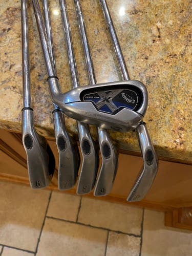 Used Men's Callaway Right Handed X-18 Iron Set Stiff Flex 6 Pieces Dynamic Gold Steel Shaft