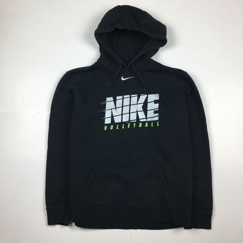 Nike Volleyball Pullover Hoodie Sweatshirt Center Swoosh Check Logo Black Sz M