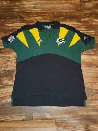 Vintage Green Bay Packers NFL Sports Apex One Polo Button Shirt Size Medium