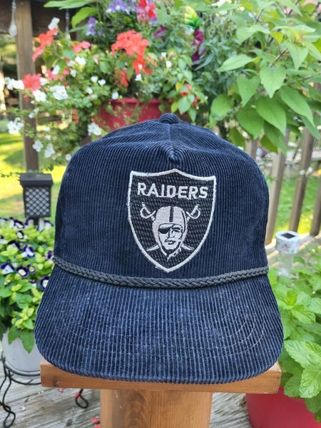 Vintage Rare Oakland Raiders Corduroy Rope Black Dome Sports NFL Hat  Zipperback