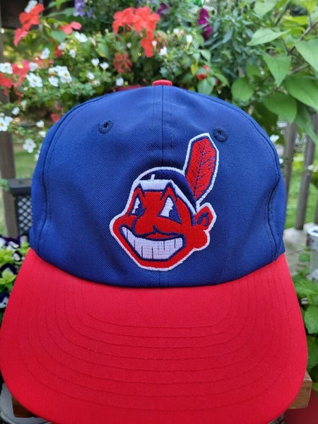 Vintage Cleveland Indians MLB Sports Plain Logo Navy Blue Hat Cap