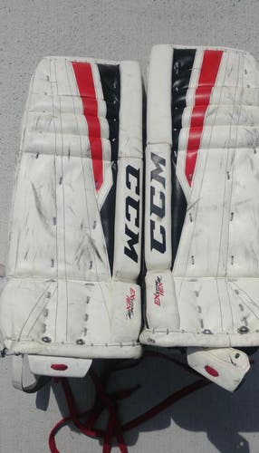 White Used Junior 26" CCM Extreme Flex 760 Goalie Leg Pads