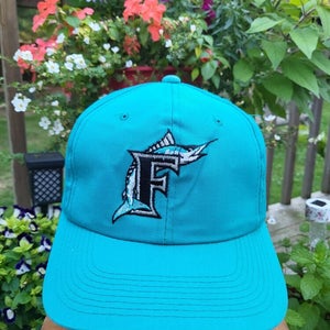 Vintage MLB Sports Baseball Florida Marlins Plain Logo Teal Vtg Hat Cap Snapback